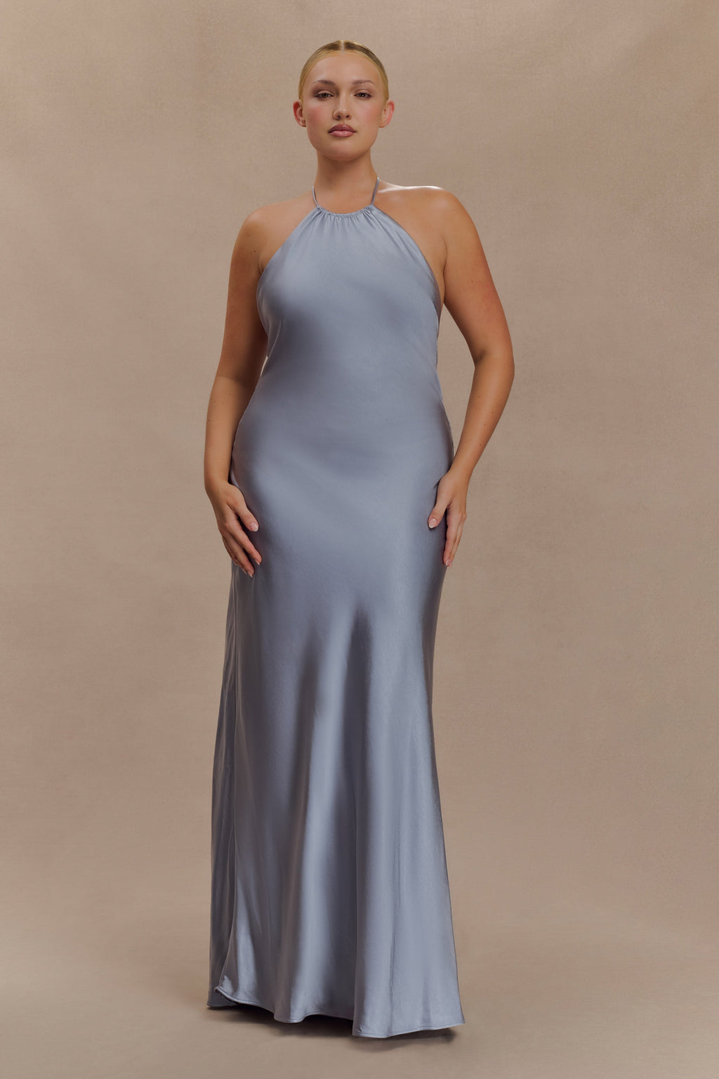 Bella Satin Halter Maxi Dress