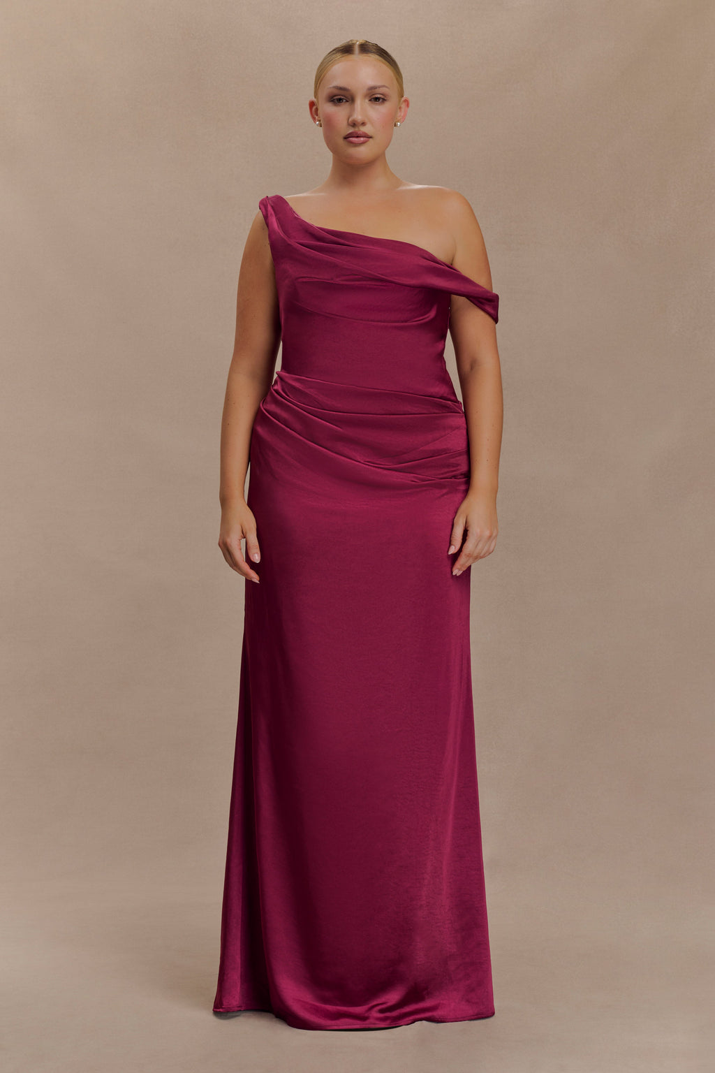 Dalia Off Shoulder Satin Maxi Dress