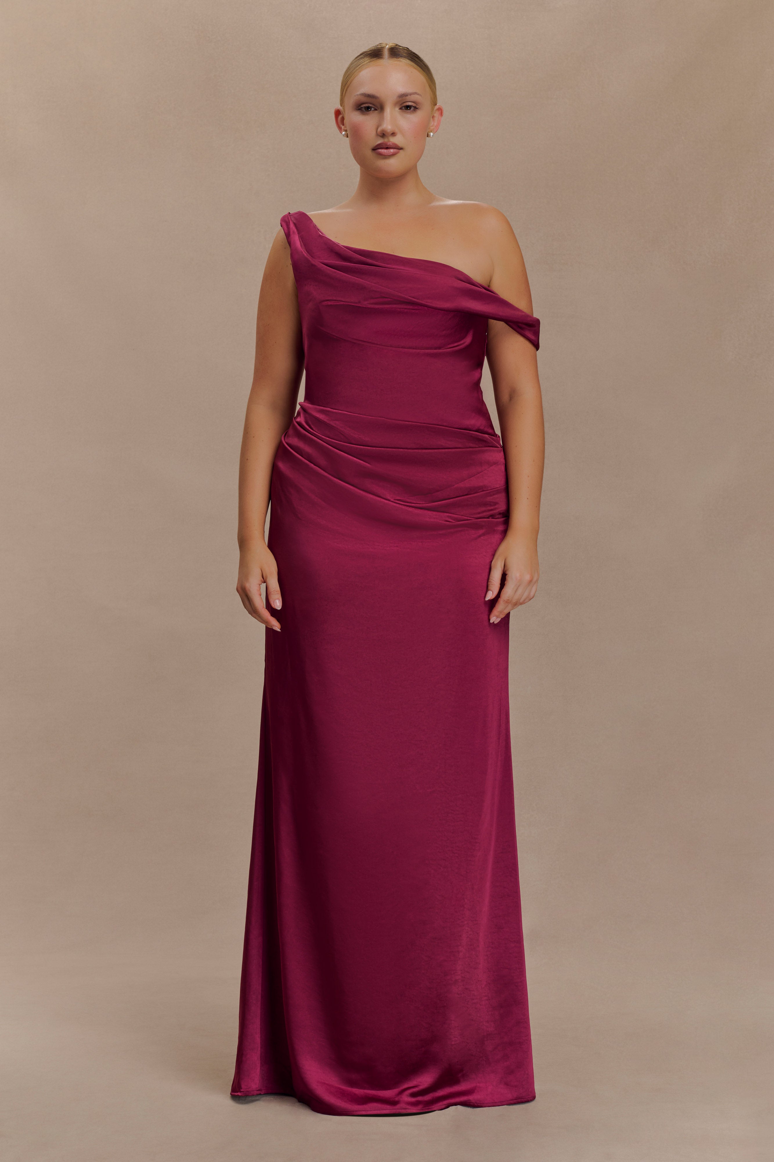 Dalia Off Shoulder Satin Maxi Dress
