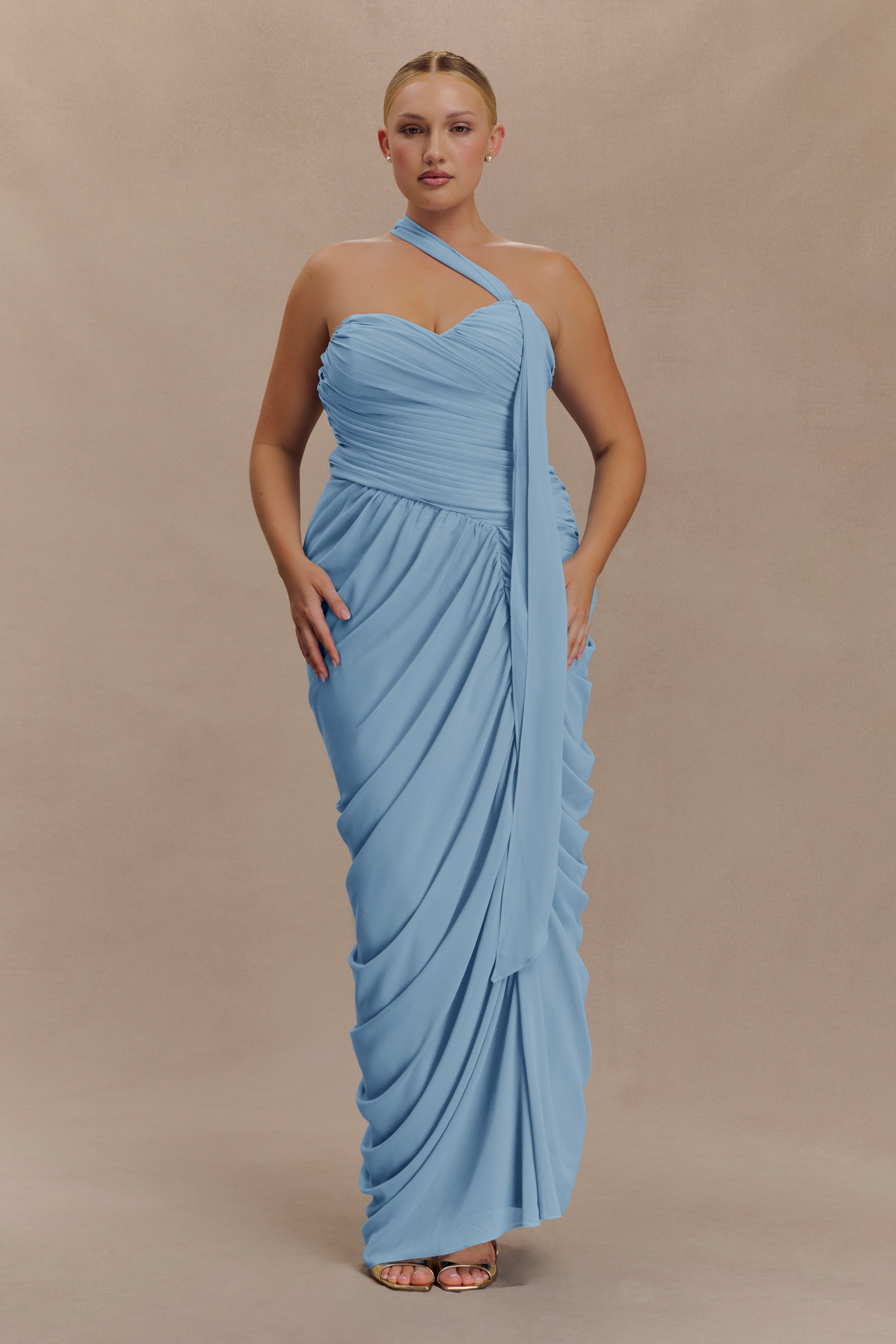 Micaela Chiffon Gathered Maxi Dress