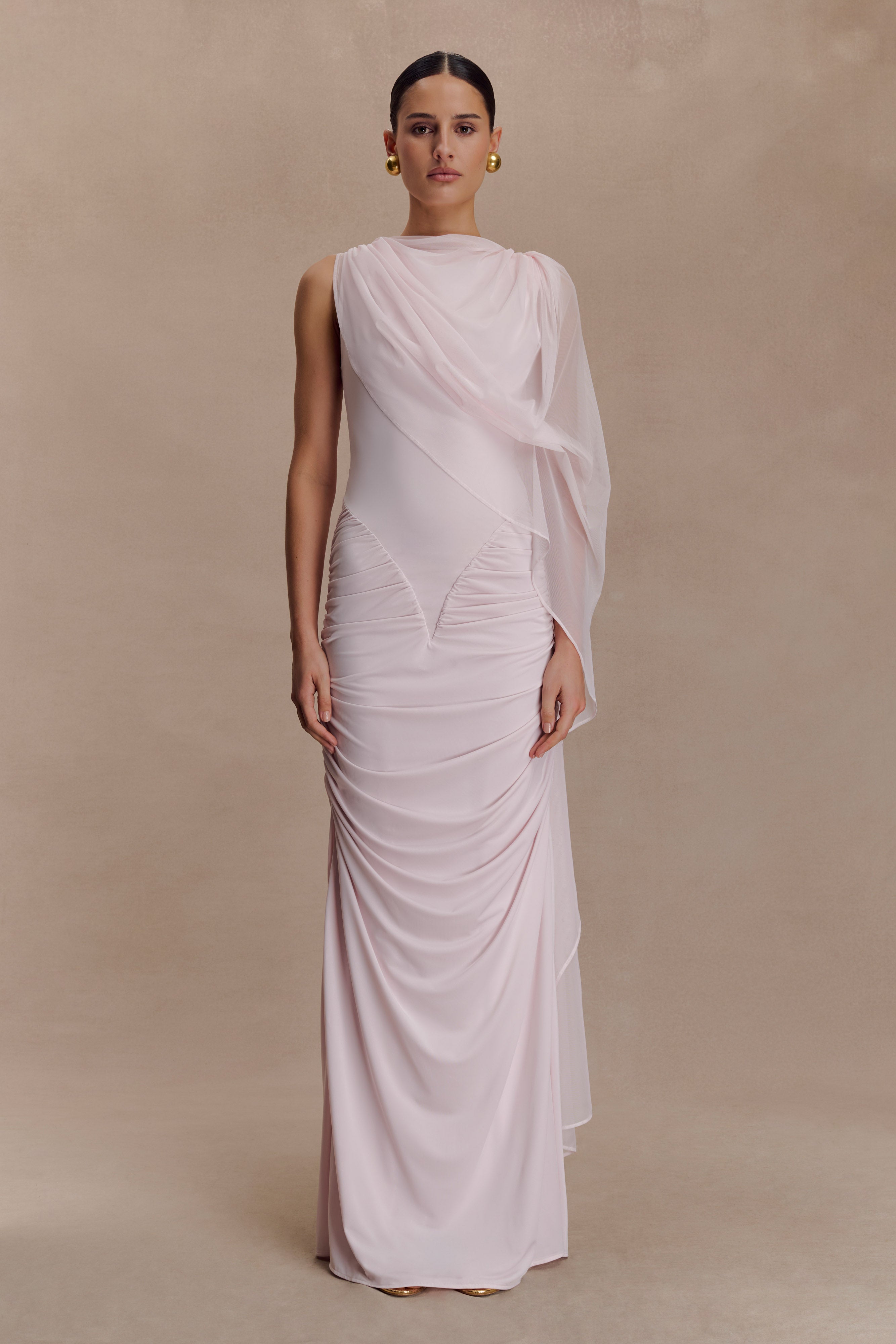 Amandine Ruched Slinky Maxi Dress