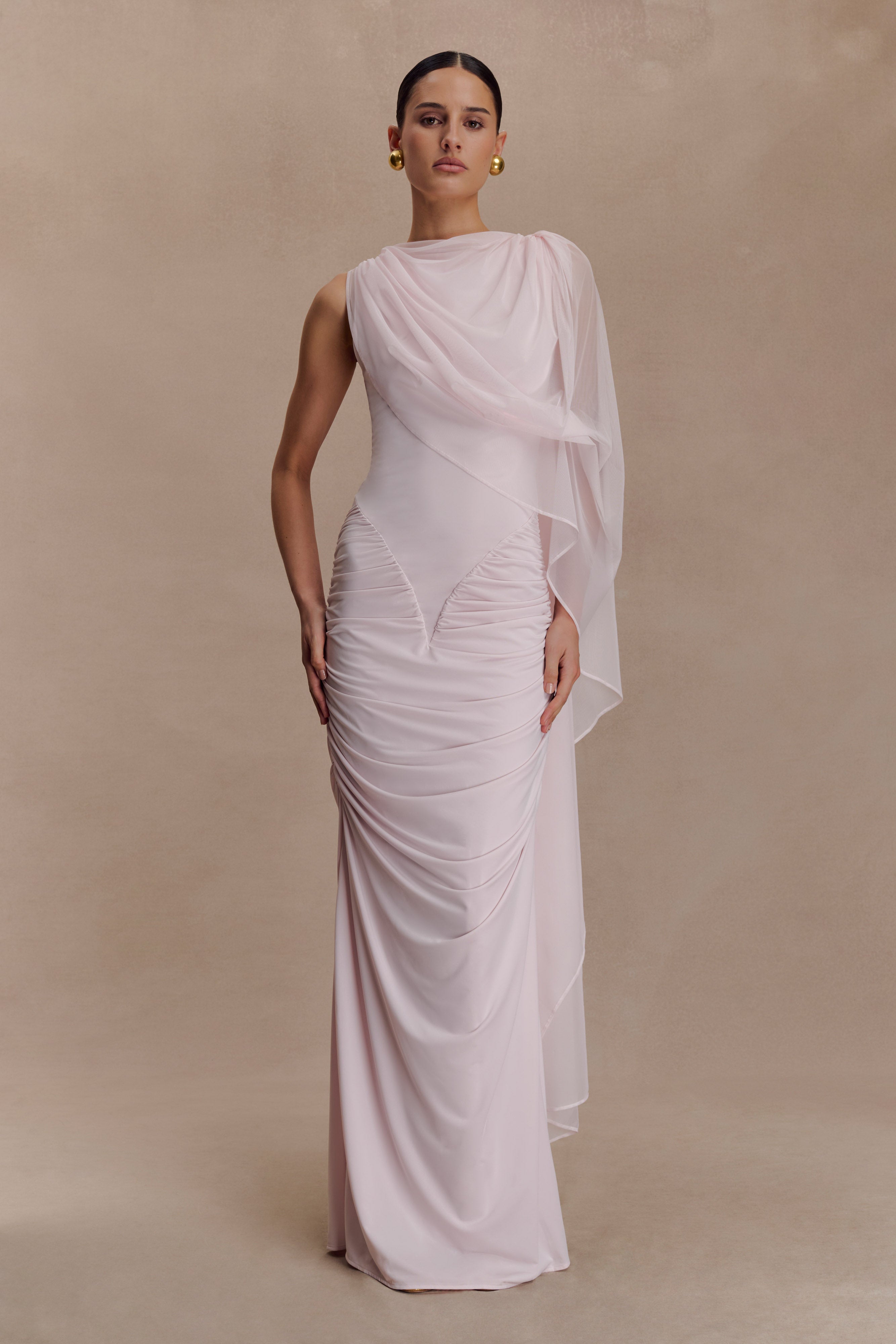 Amandine Ruched Slinky Maxi Dress