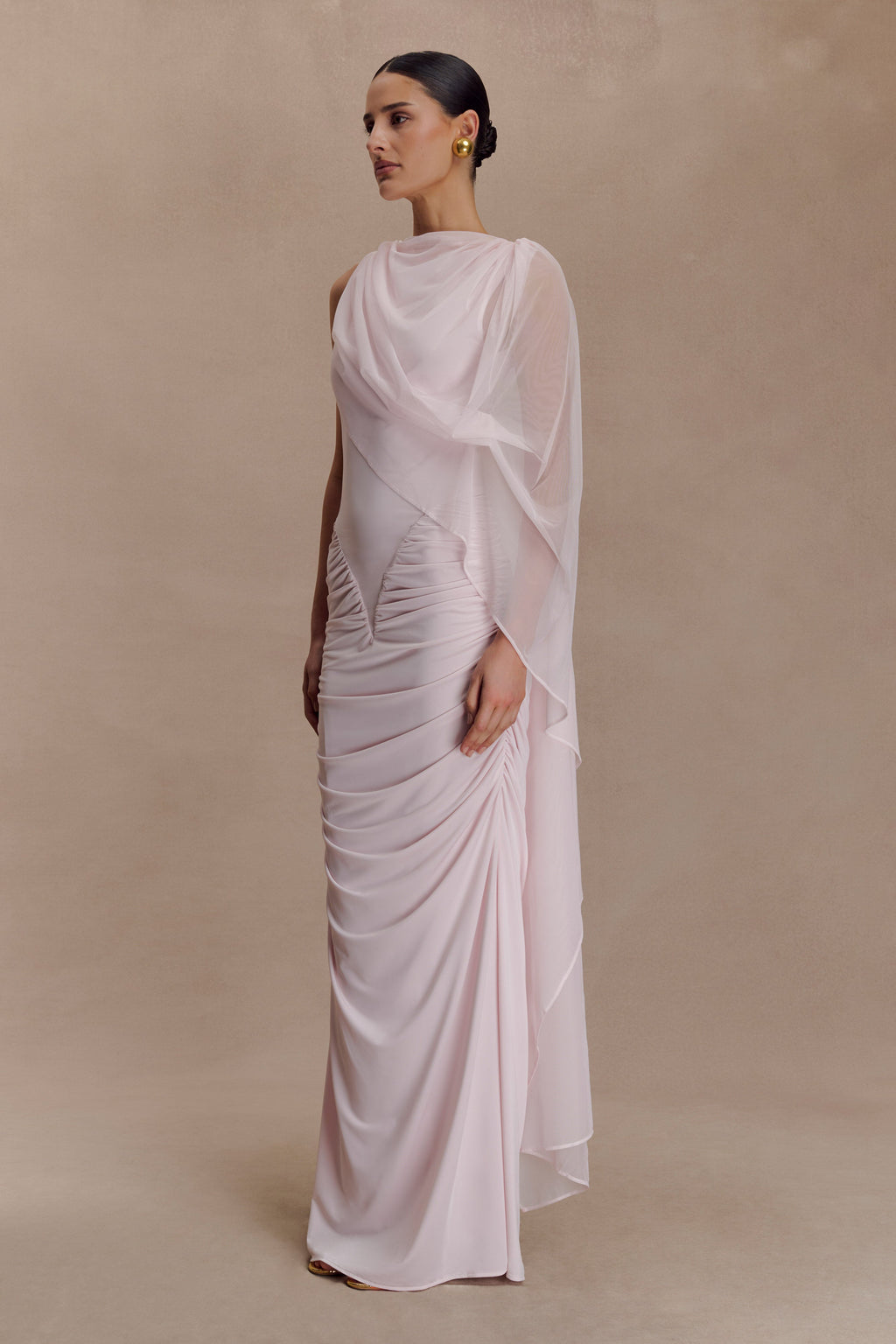 Amandine Ruched Slinky Maxi Dress