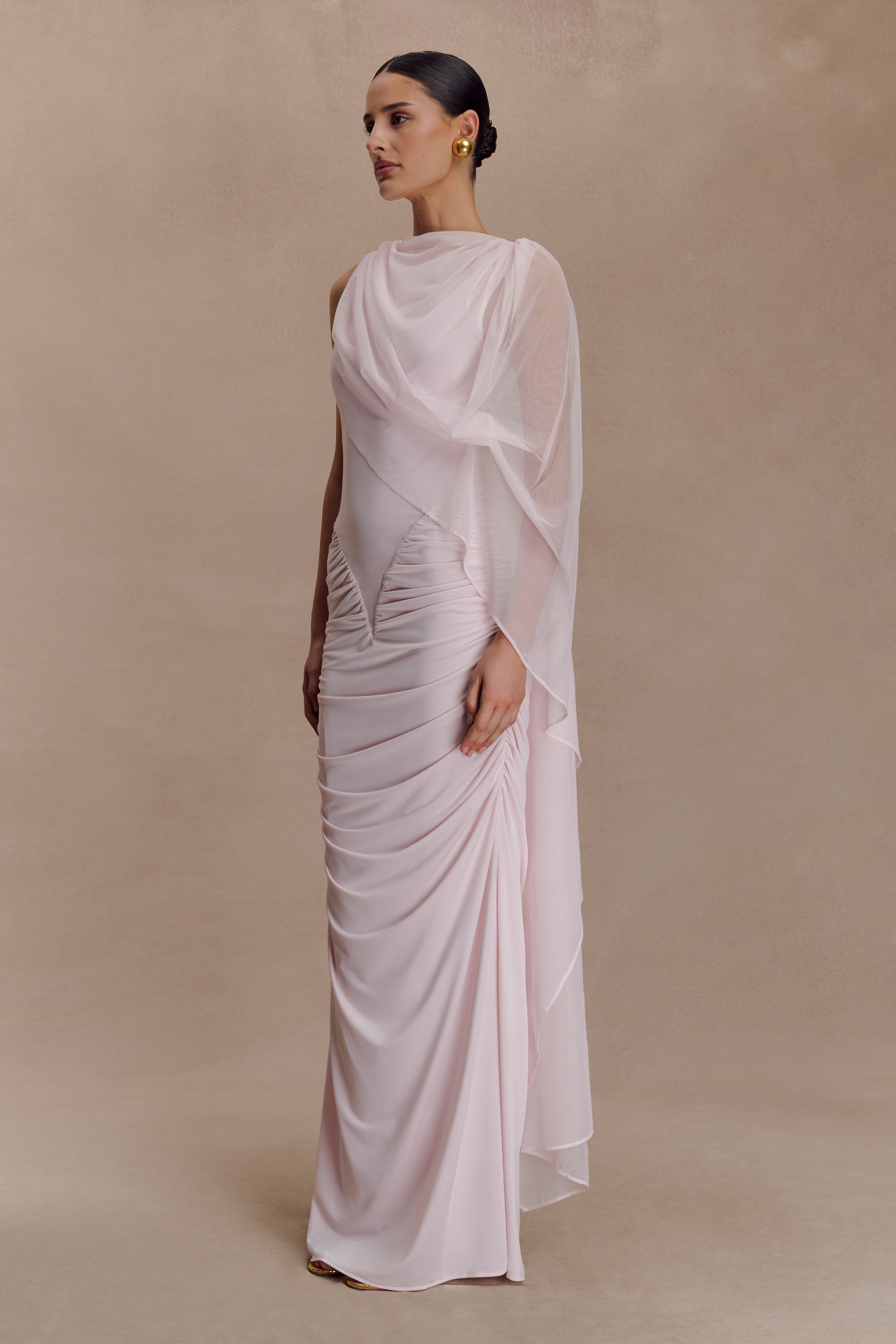 Amandine Ruched Slinky Maxi Dress