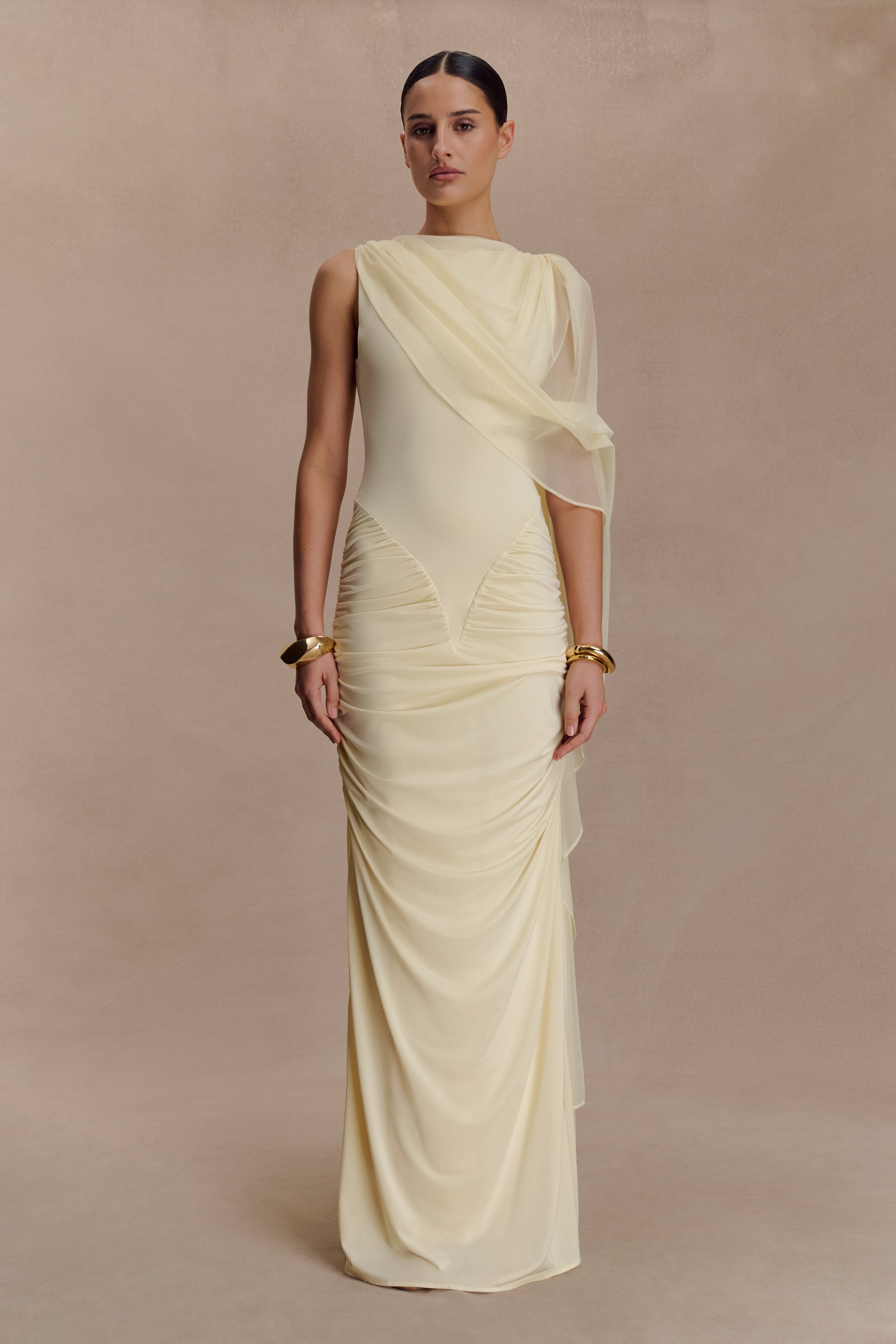 Amandine Ruched Slinky Maxi Dress