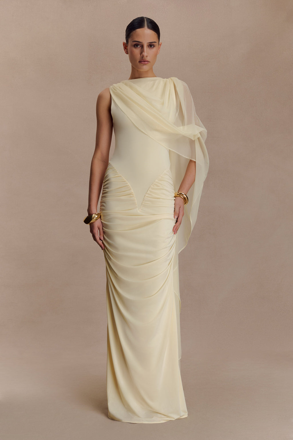 Amandine Ruched Slinky Maxi Dress