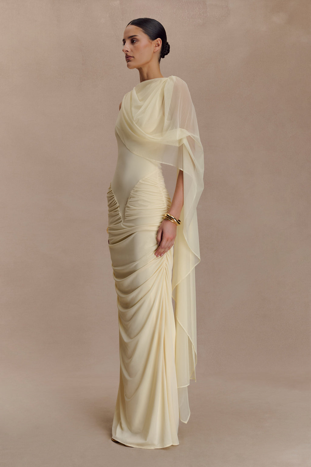 Amandine Ruched Slinky Maxi Dress