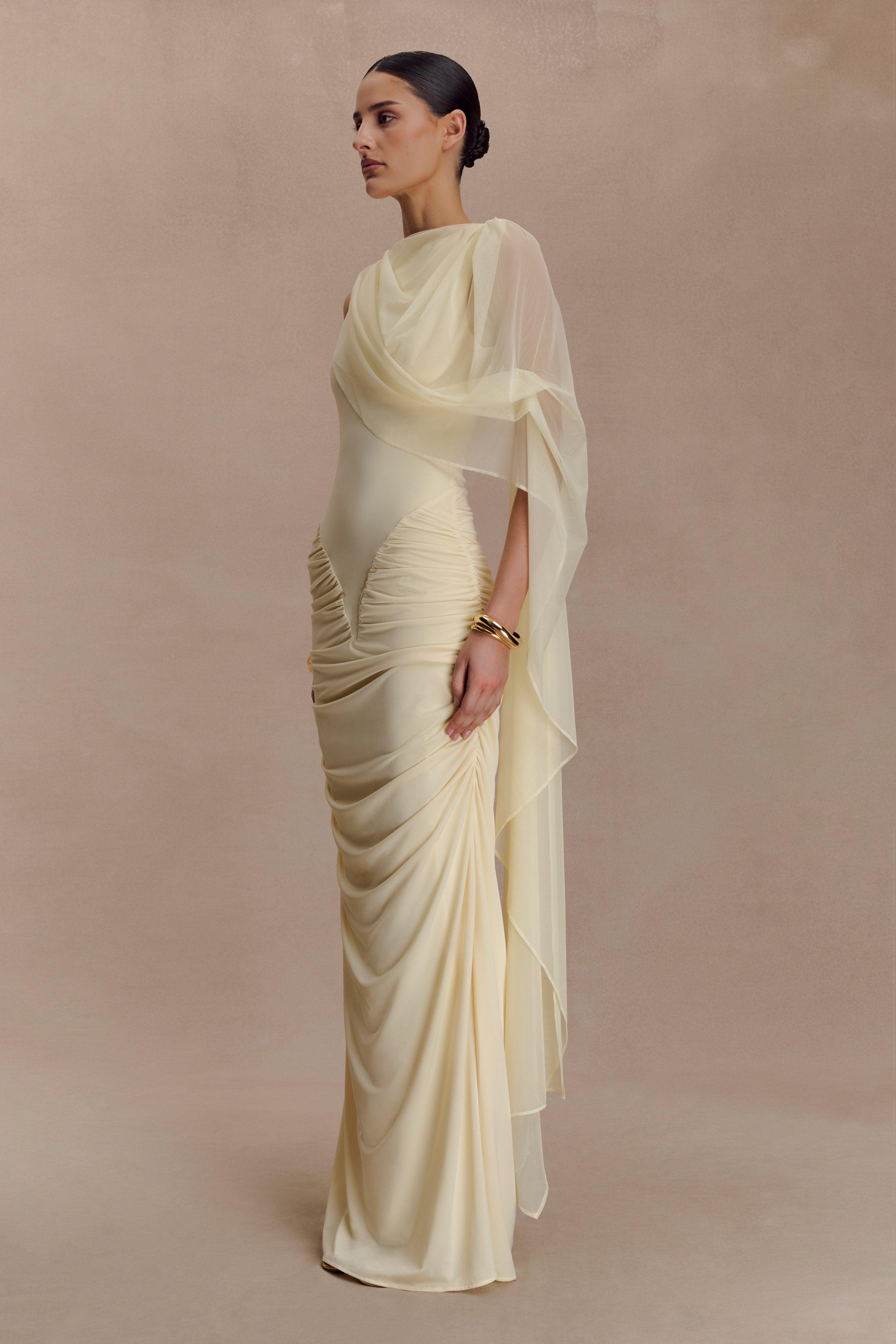 Amandine Ruched Slinky Maxi Dress