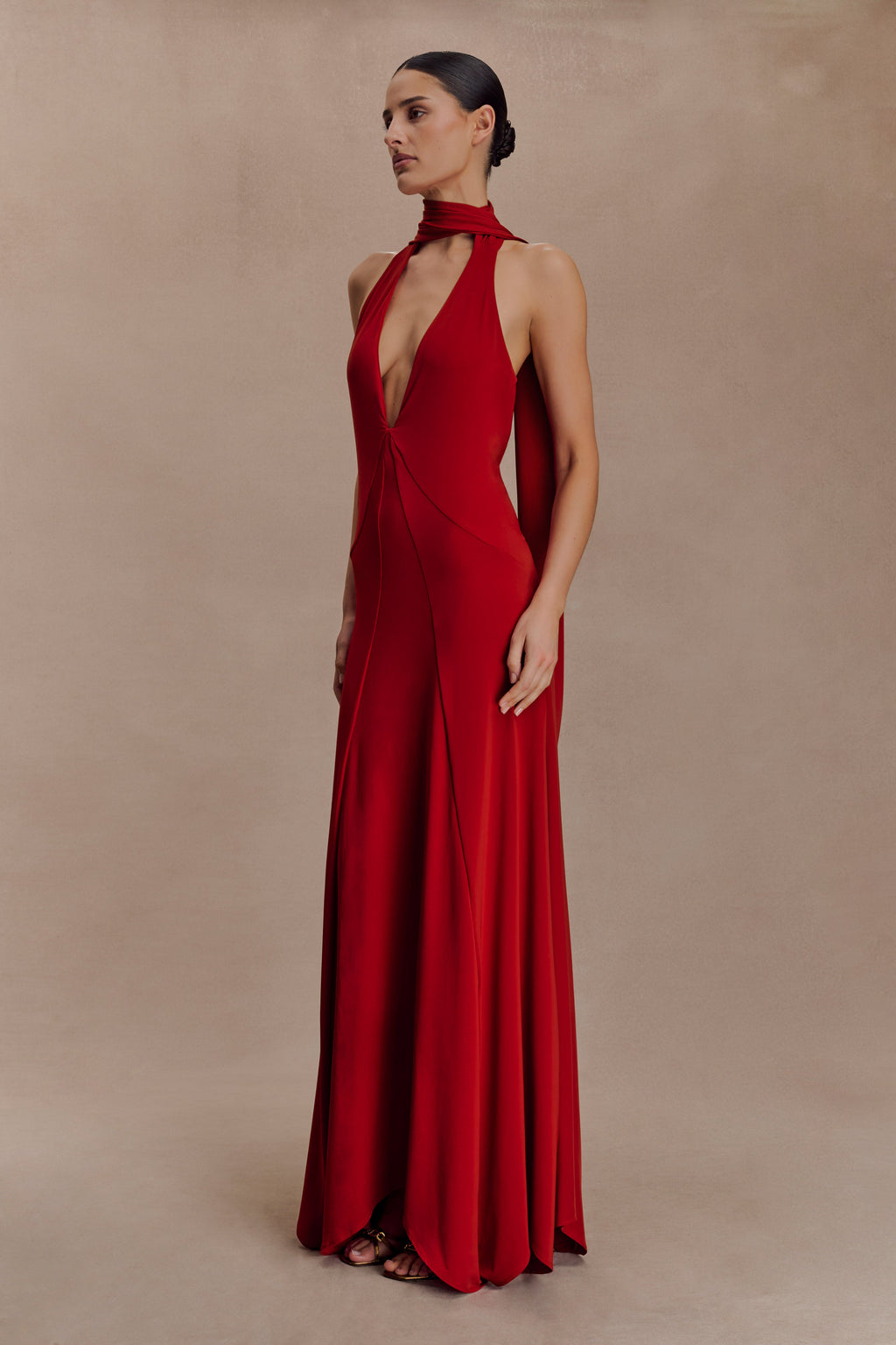 Juliet Slinky Maxi Dress With Scarf