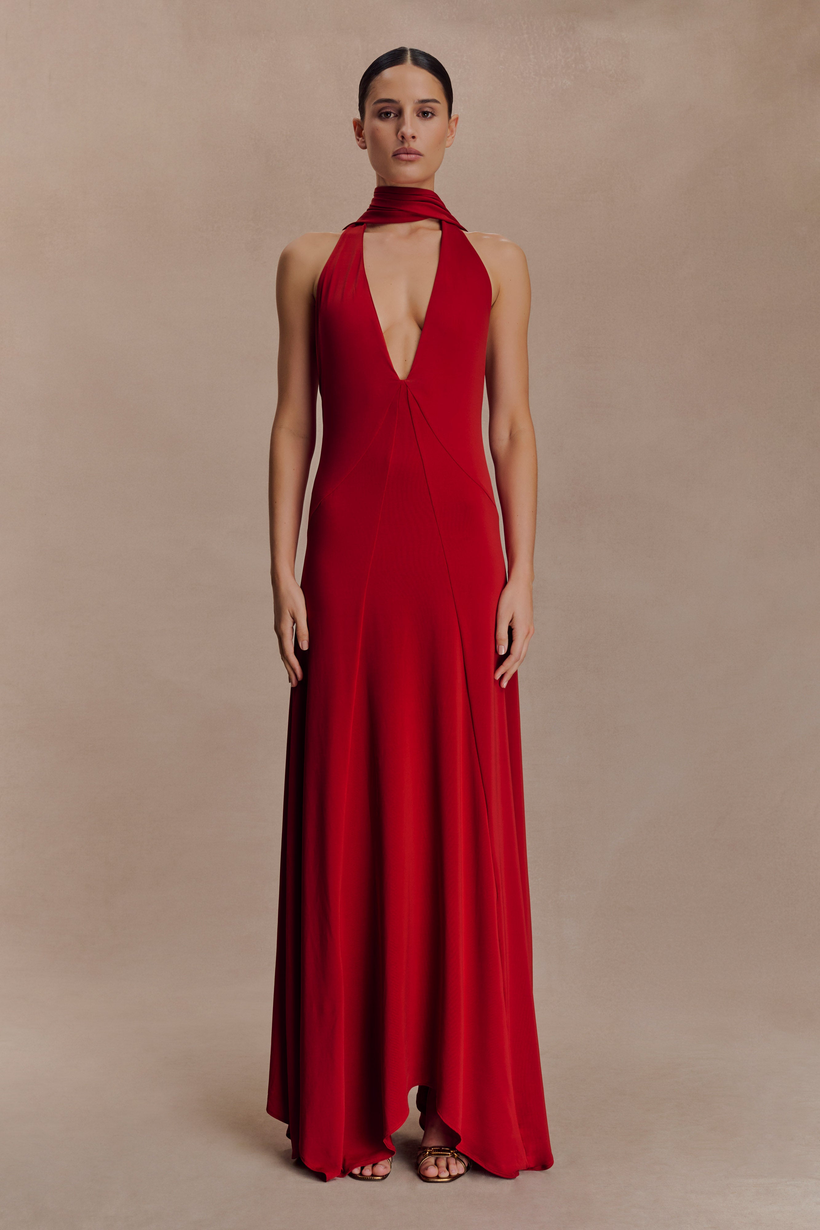 Juliet Slinky Maxi Dress With Scarf