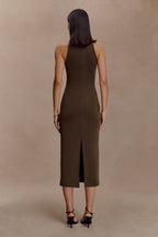 Kennedy High Neck Midi Dress in Chocolate – Chic&Drifts