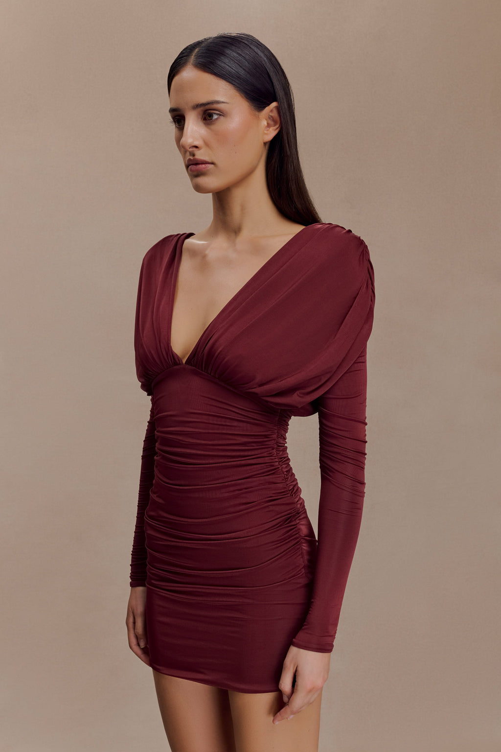 Hayden Long Sleeve Plunge Mini Dress