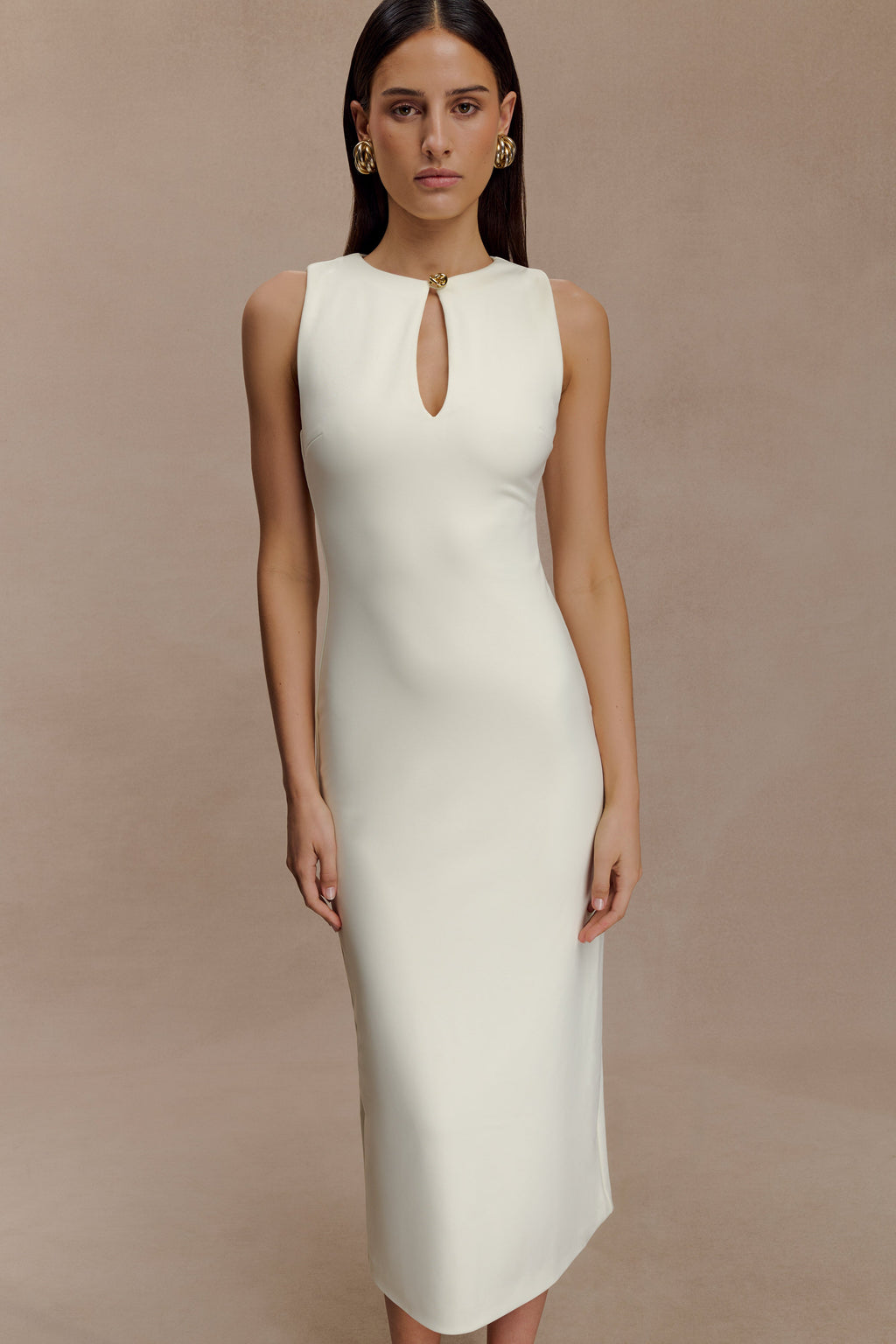 Norah Sleeveless Crepe Midi Dress