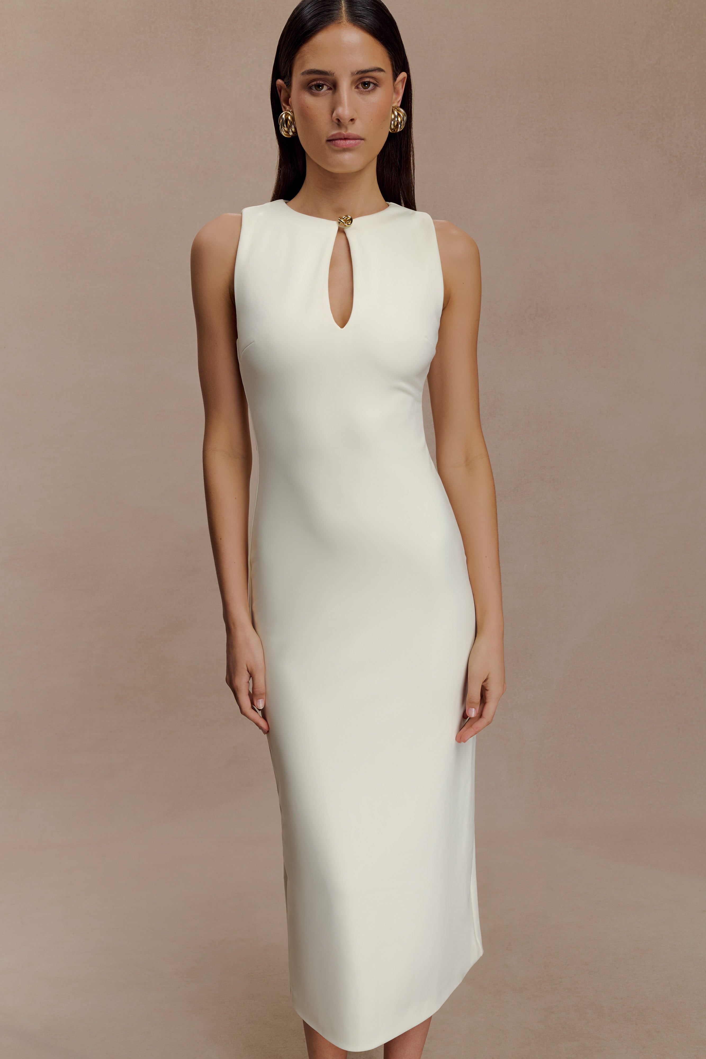 Norah Sleeveless Crepe Midi Dress