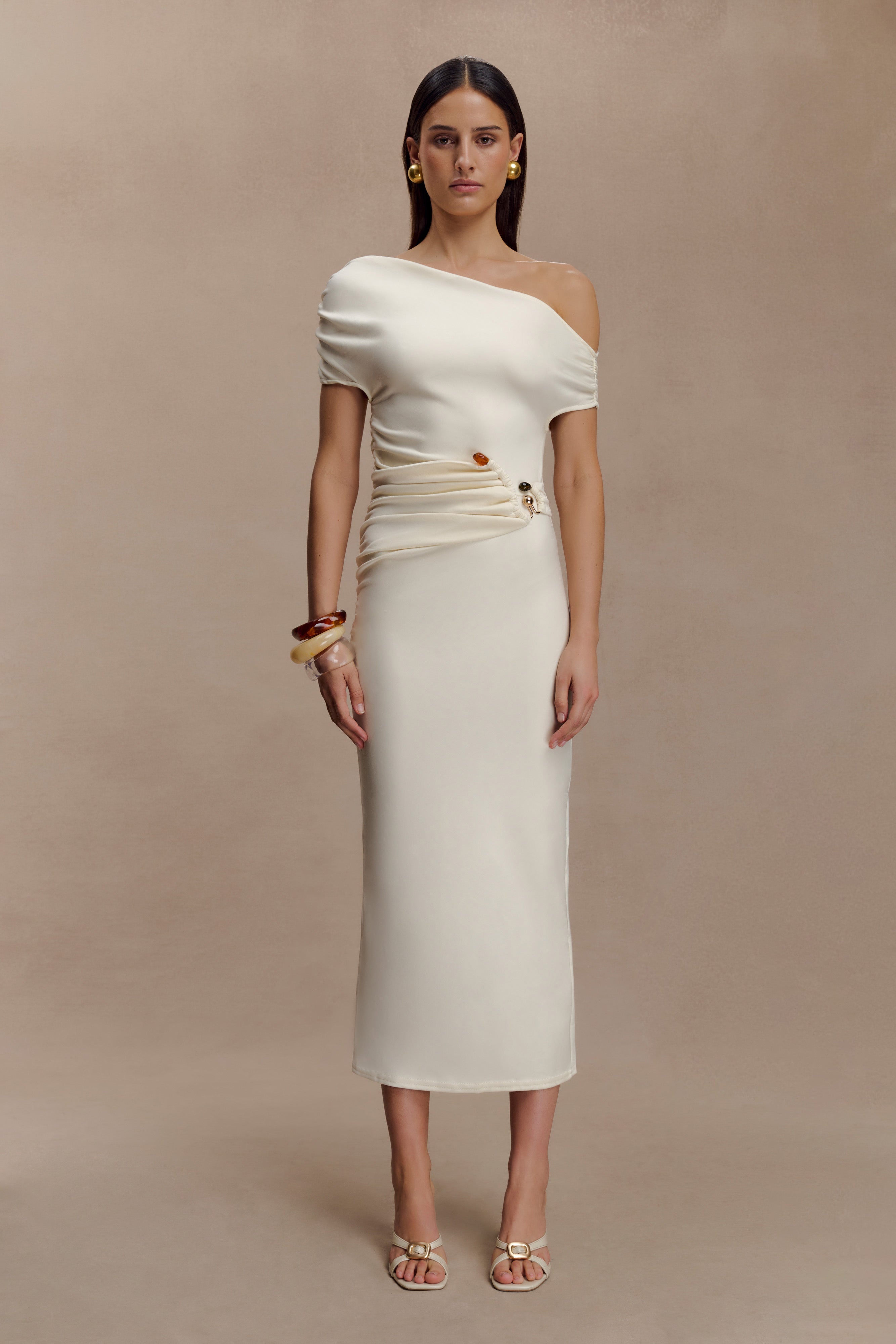 Kendra Scuba Jersey Midi Dress With Hardware