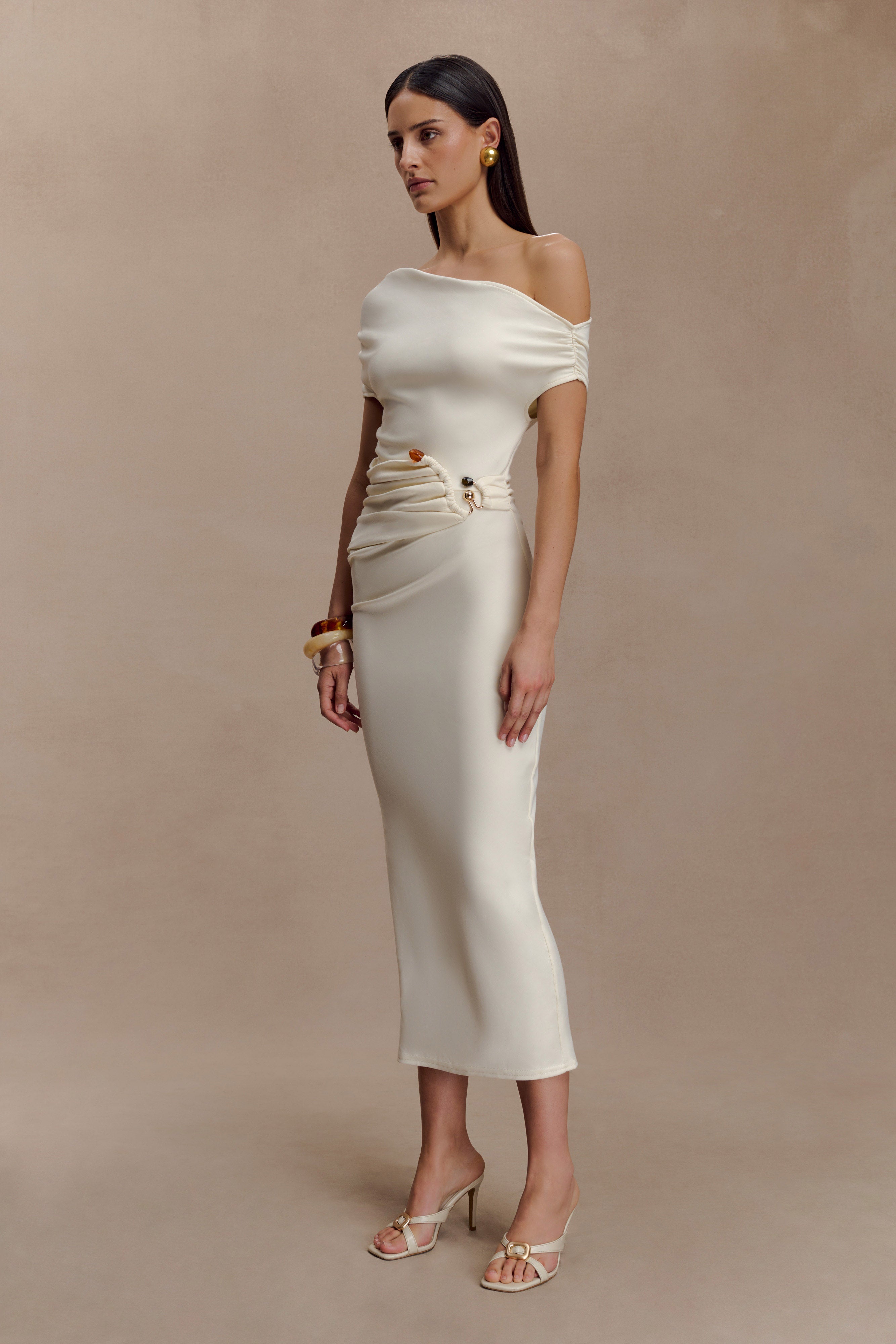 Kendra Scuba Jersey Midi Dress With Hardware