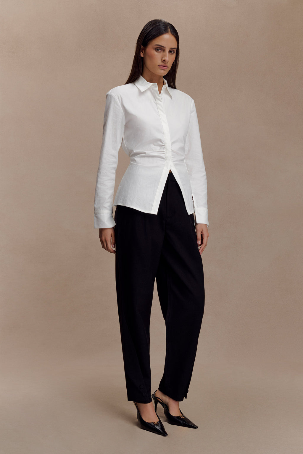Olie Barrel Leg Suiting Trousers - Black
