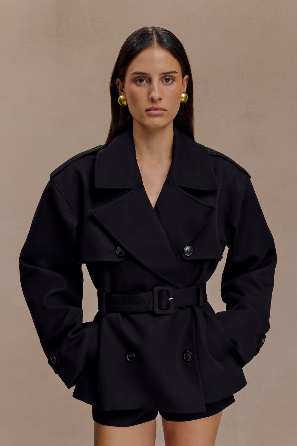 Alden Short Trench Jacket in Black – Chic&Drifts