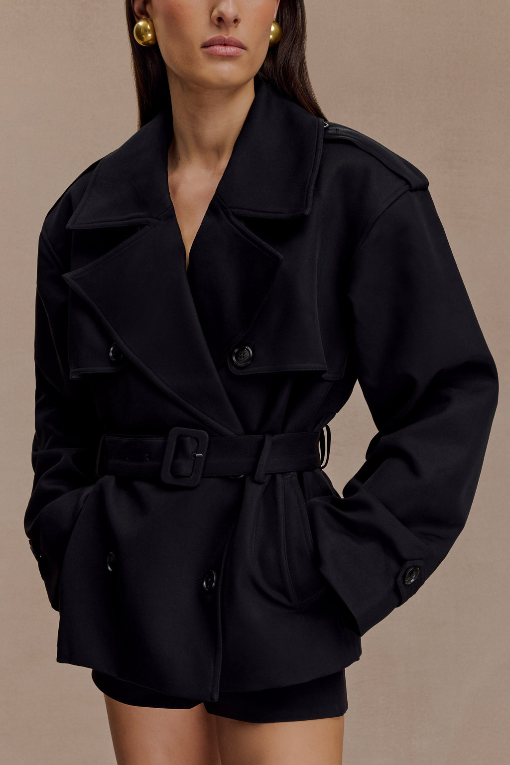 Alden Short Trench Jacket in Black – Chic&Drifts
