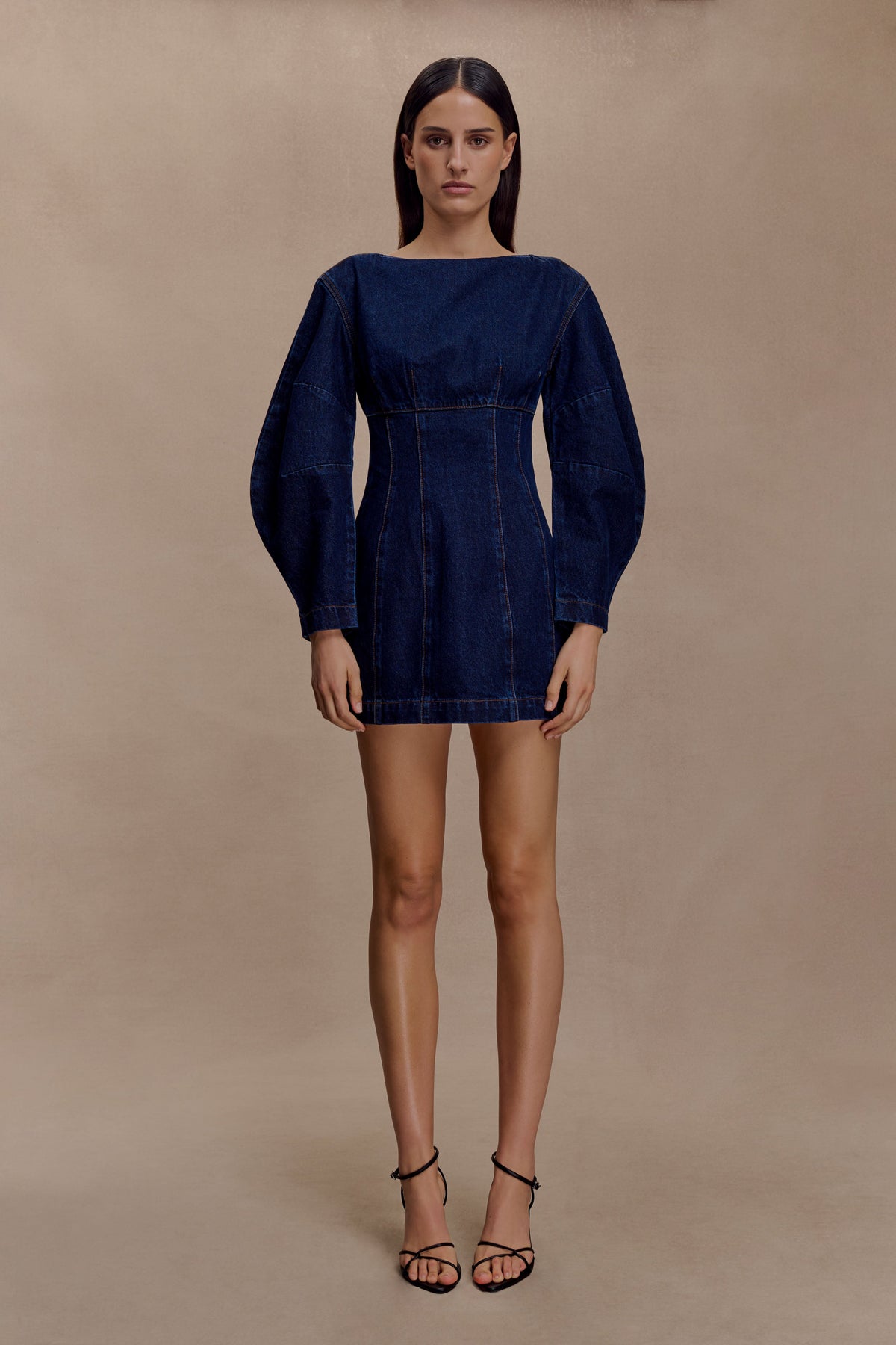 Cosmala Denim Long Sleeve Mini Dress in Indigo Blue – Chic&Drifts