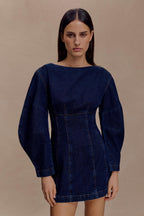 Cosmala Denim Long Sleeve Mini Dress in Indigo Blue – Chic&Drifts