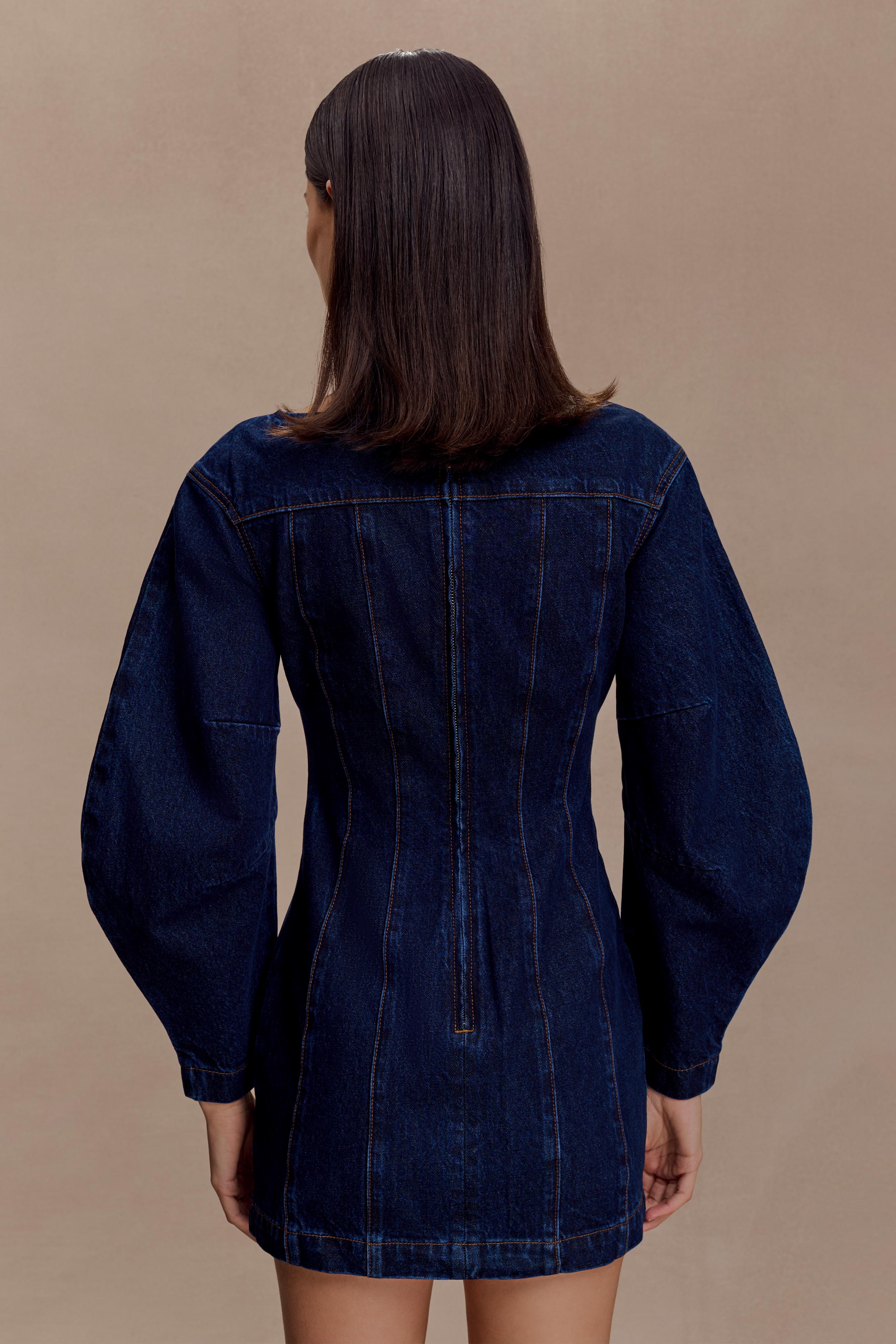 Cosmala Denim Long Sleeve Mini Dress