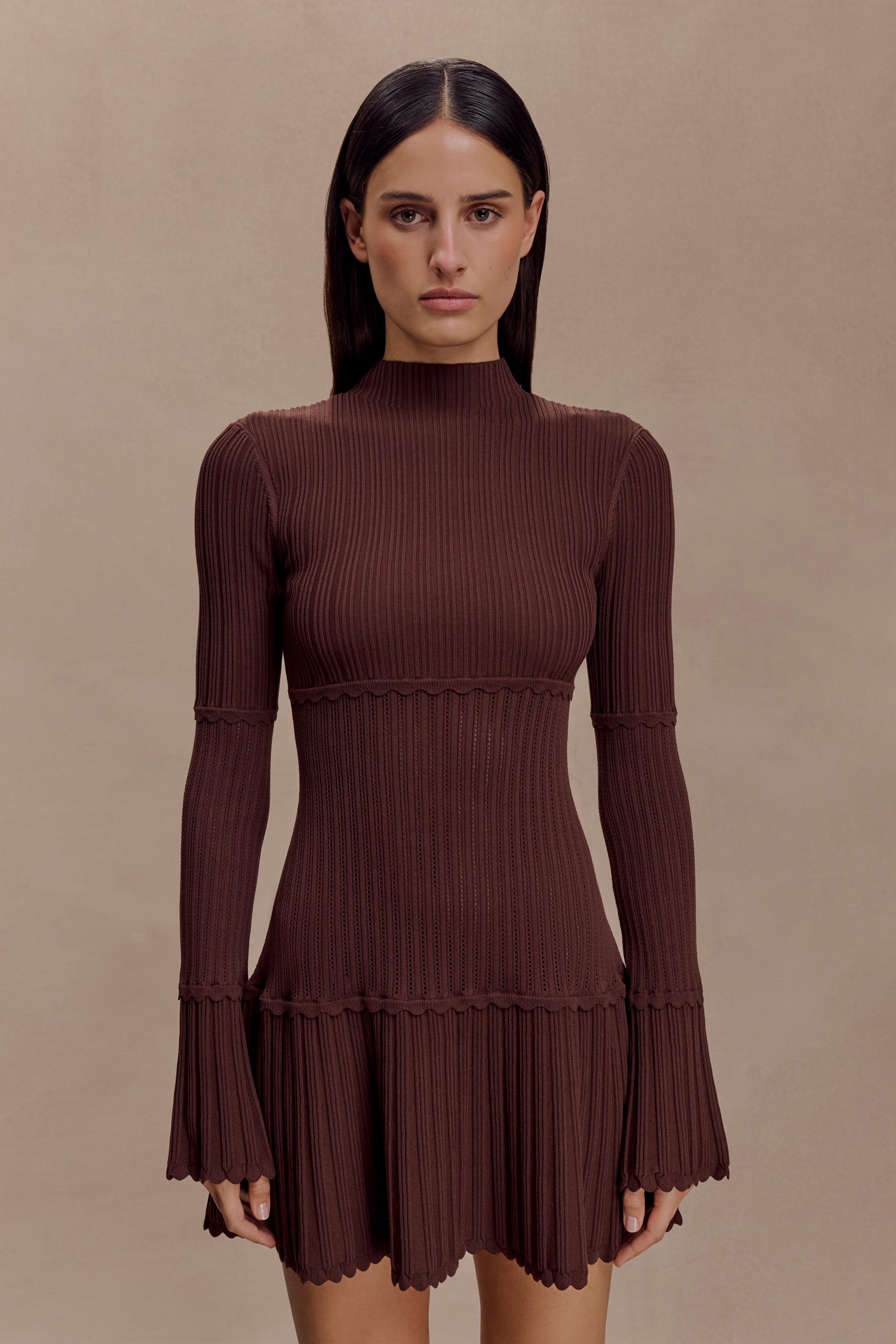 Adena Pointelle Knit Mini Dress