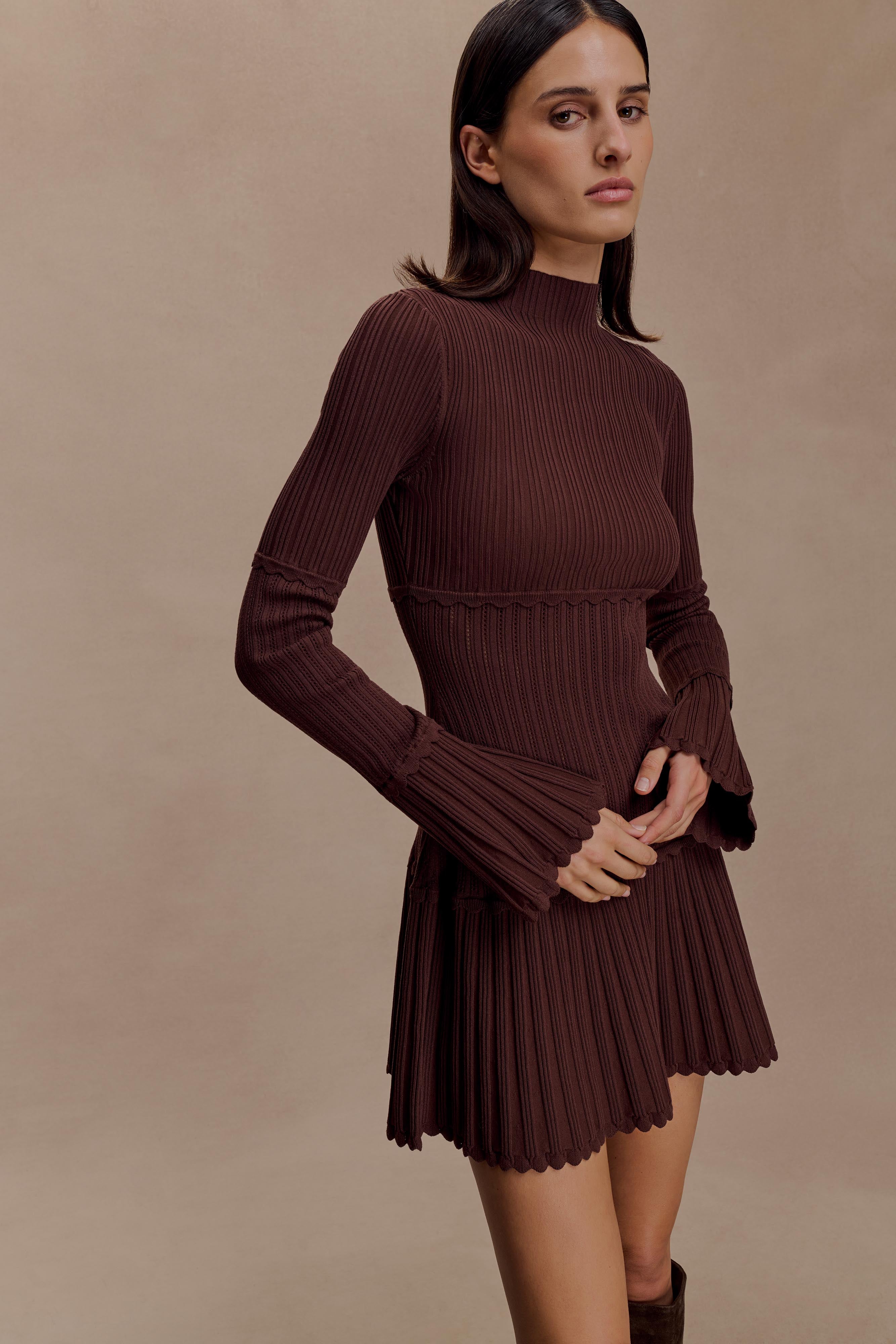 Adena Pointelle Knit Mini Dress