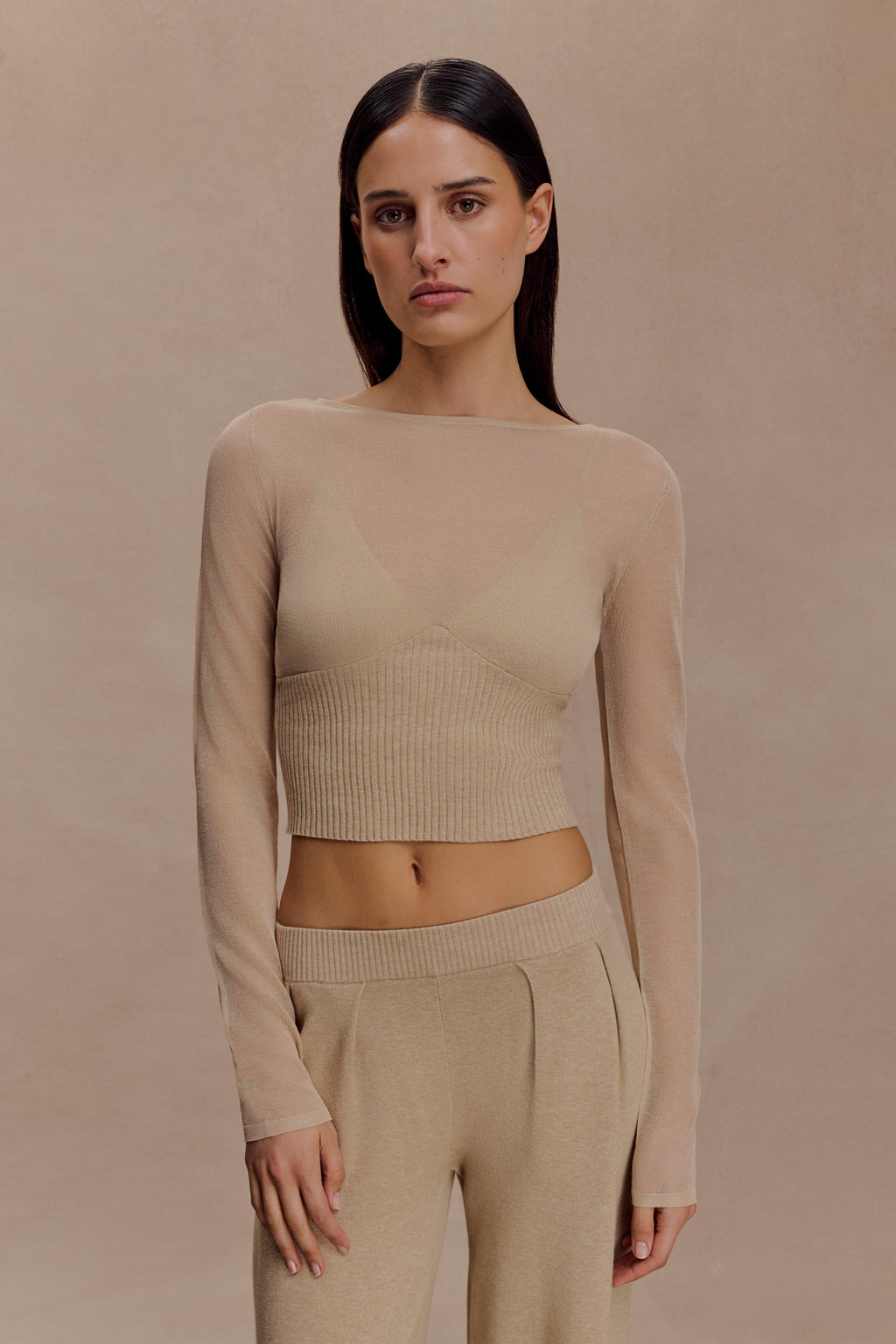 Brionee Silk Blend Knit Top in Sand – Chic&Drifts