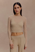Brionee Silk Blend Knit Top in Sand – Chic&Drifts