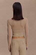 Brionee Silk Blend Knit Top in Sand – Chic&Drifts