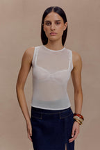 Dollie Sheer Knit Tank Top in Ivory – Chic&Drifts