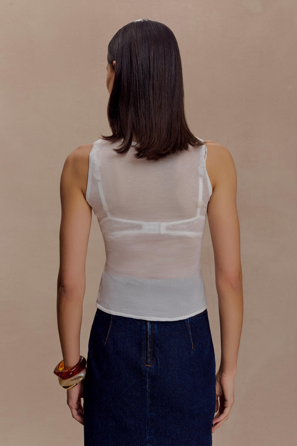 Dollie Sheer Knit Tank Top in Ivory – Chic&Drifts