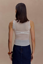 Dollie Sheer Knit Tank Top in Ivory – Chic&Drifts