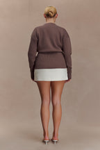 Amanda Statement Button Knit Cardigan in Cacao Brown – Chic&Drifts