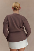Amanda Statement Button Knit Cardigan in Cacao Brown – Chic&Drifts