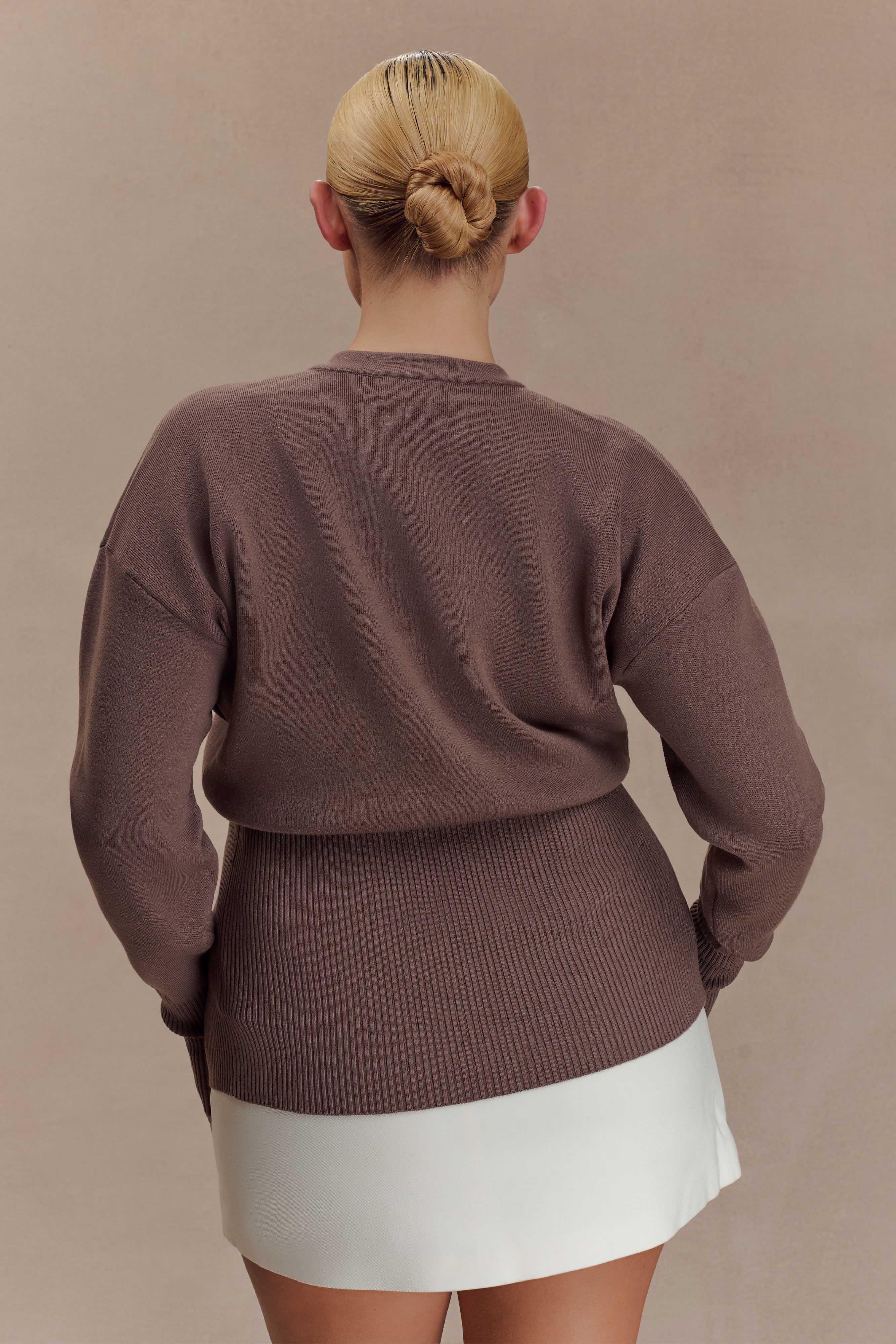 Amanda Statement Button Knit Cardigan in Cacao Brown – Chic&Drifts