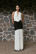 Hailee Slinky And Mesh Halter Maxi Dress