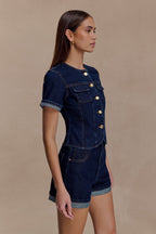 Carlene Cuffed Denim Shorts in Indigo Blue – Chic&Drifts