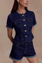 Carlene Cuffed Denim Shorts in Indigo Blue – Chic&Drifts