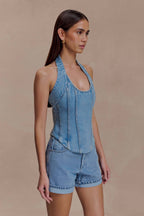 Carlene Cuffed Denim Shorts in Classic Blue – Chic&Drifts
