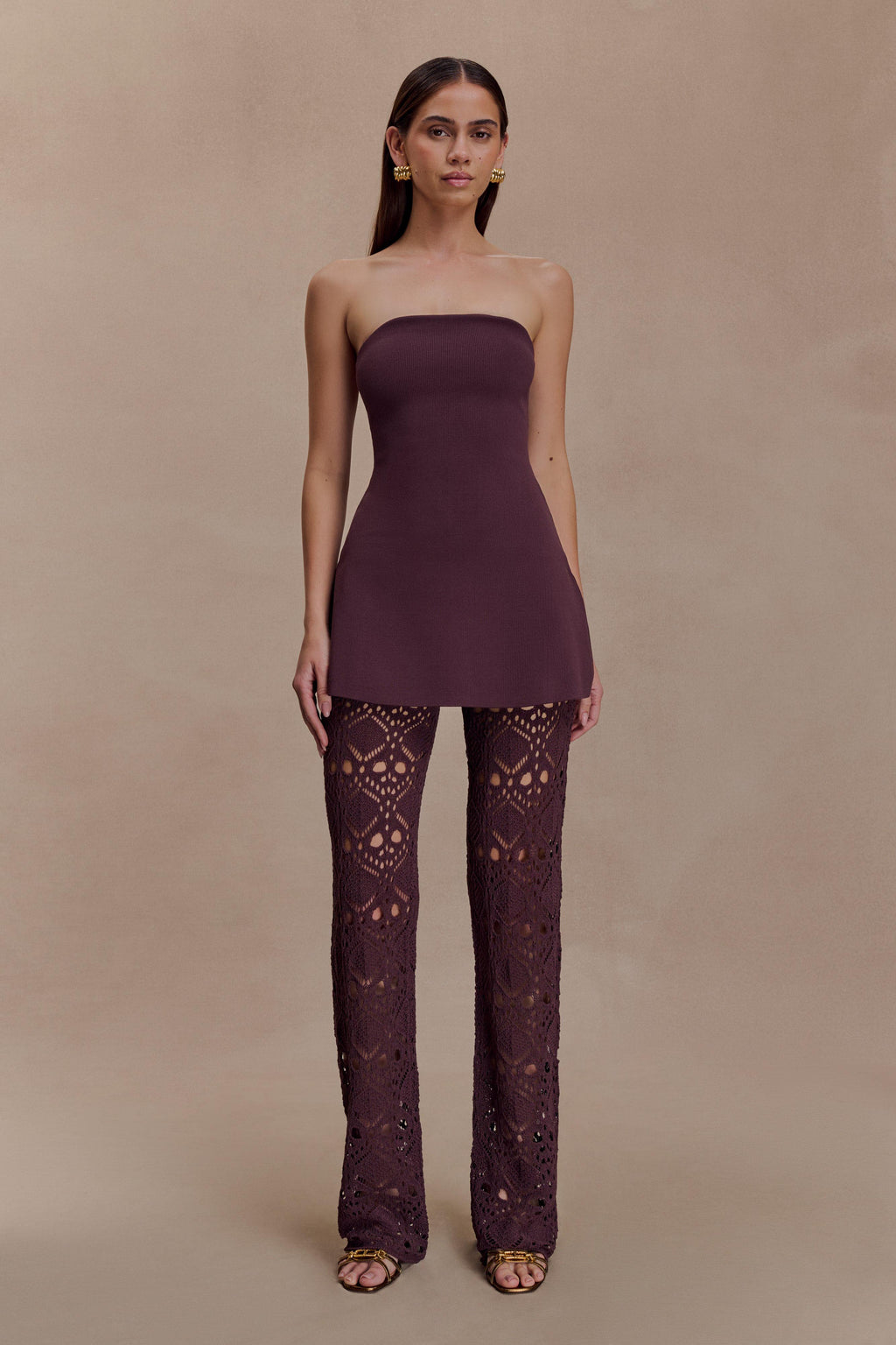 Anette Bandage Knit Strapless Top in Chocolate – Chic&Drifts