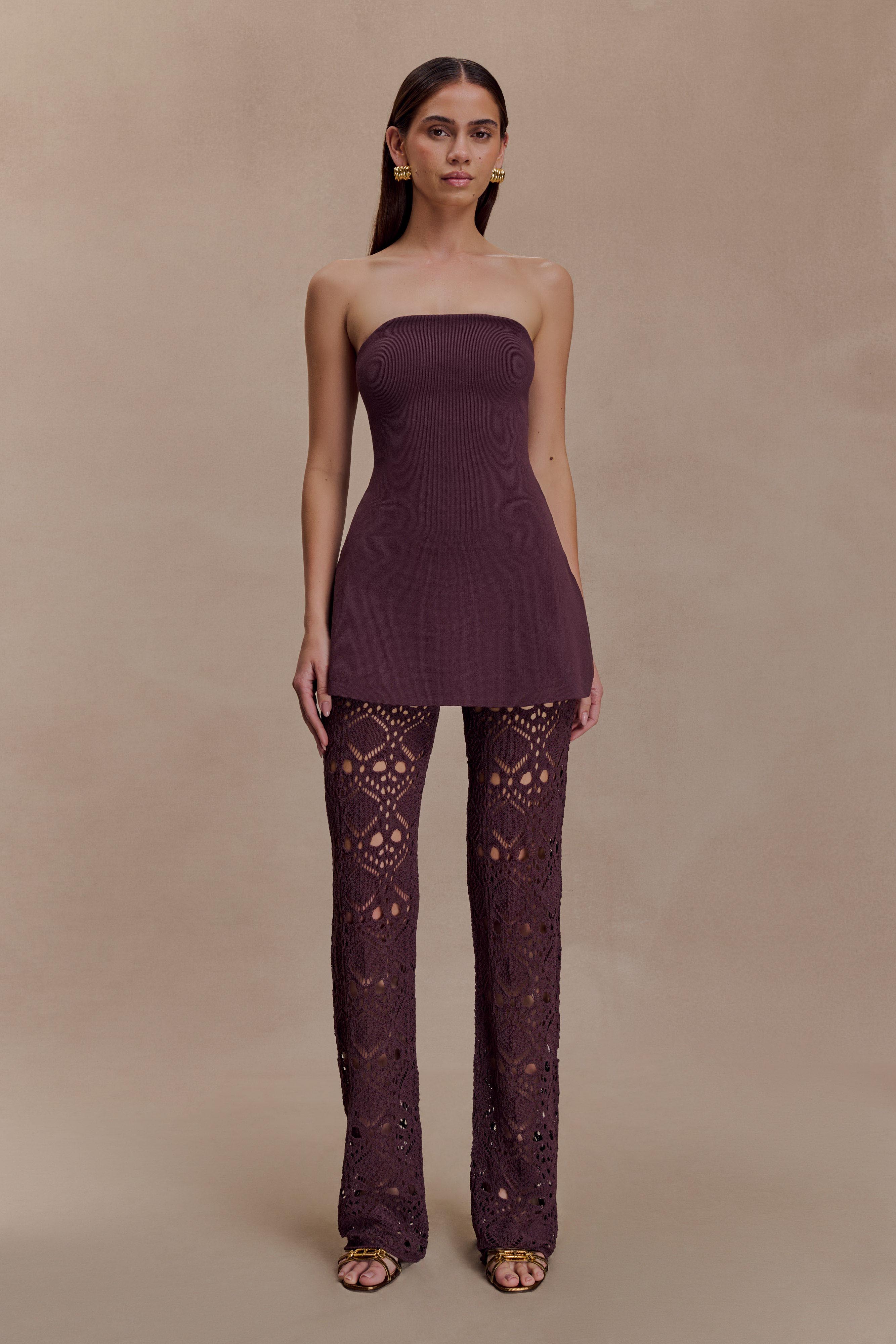 Anette Bandage Knit Strapless Top in Chocolate – Chic&Drifts