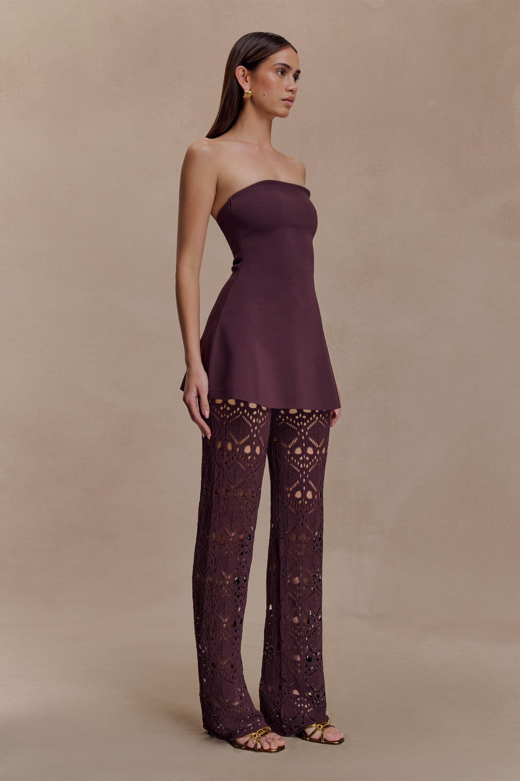 Anette Bandage Knit Strapless Top in Chocolate – Chic&Drifts