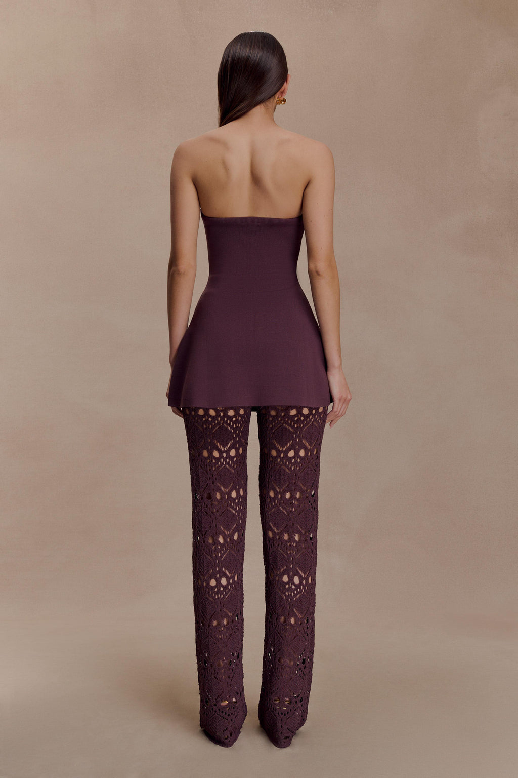 Trena Crochet Knit Trousers - Chocolate