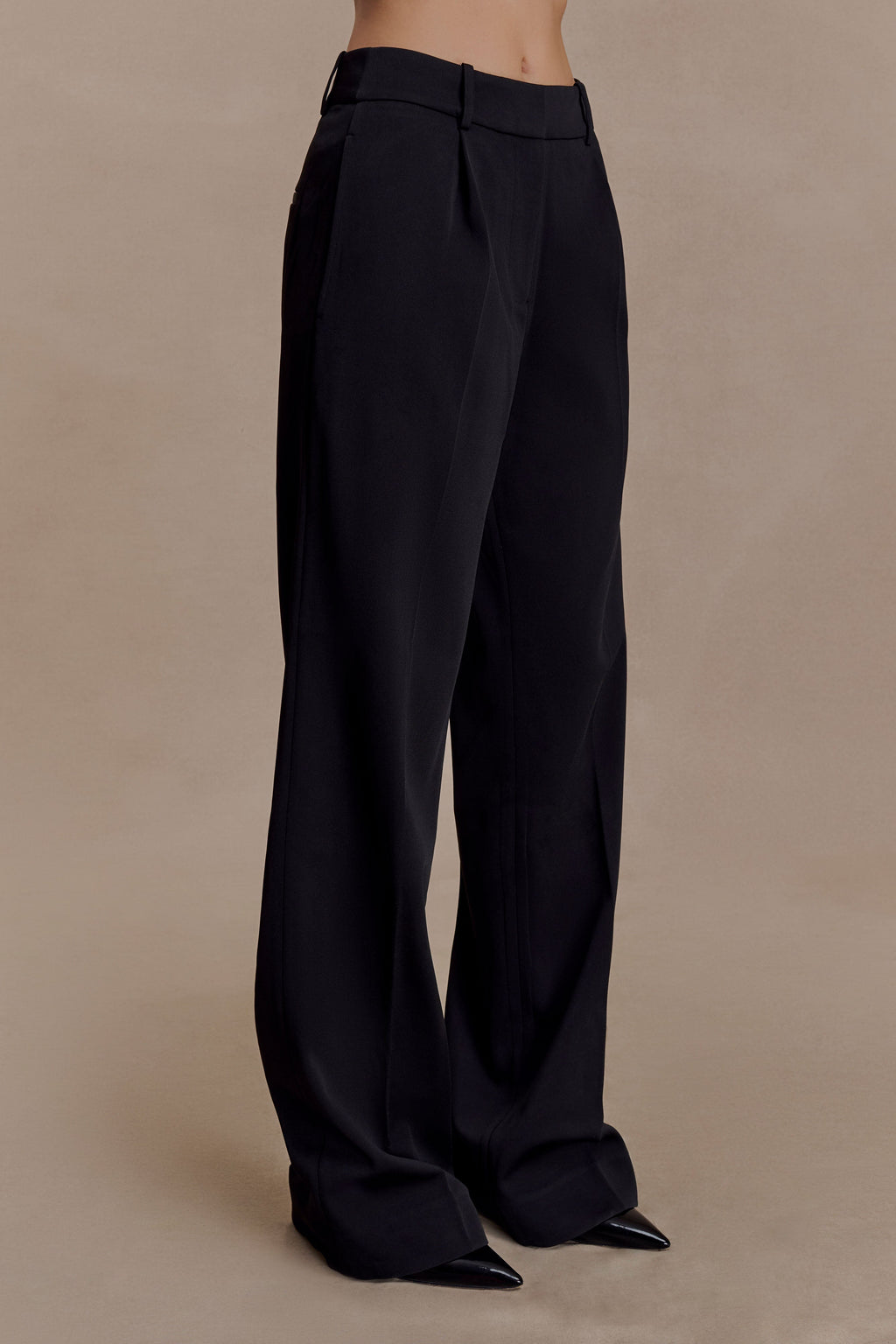Fatima Satin Straight Leg Trouser - Black