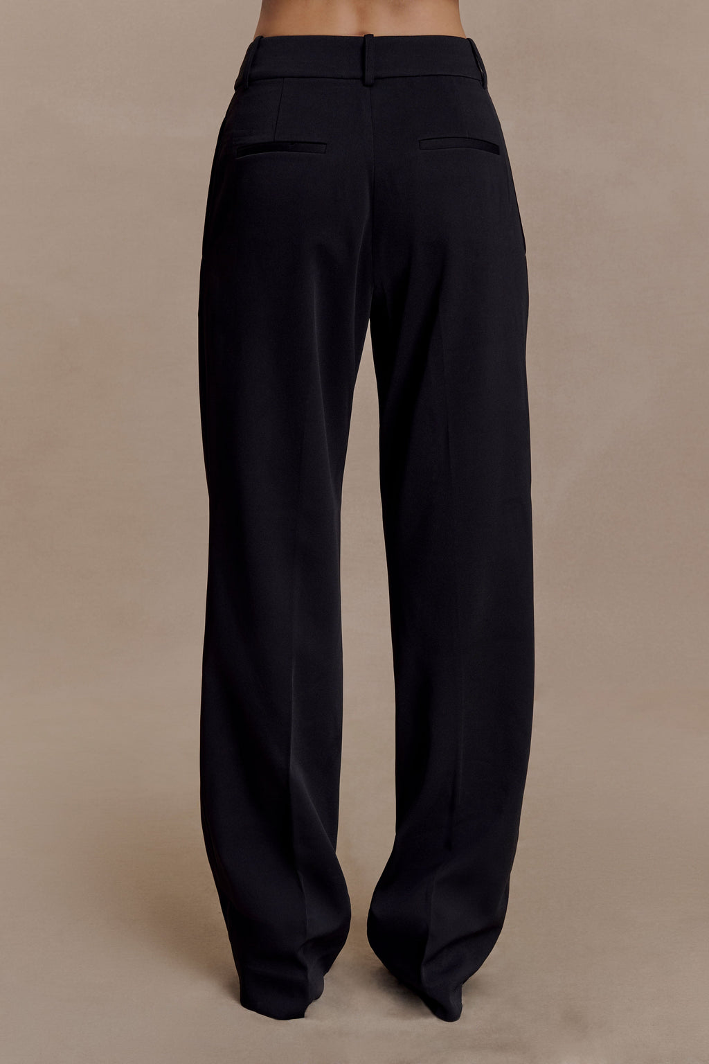 Fatima Satin Straight Leg Trouser - Black