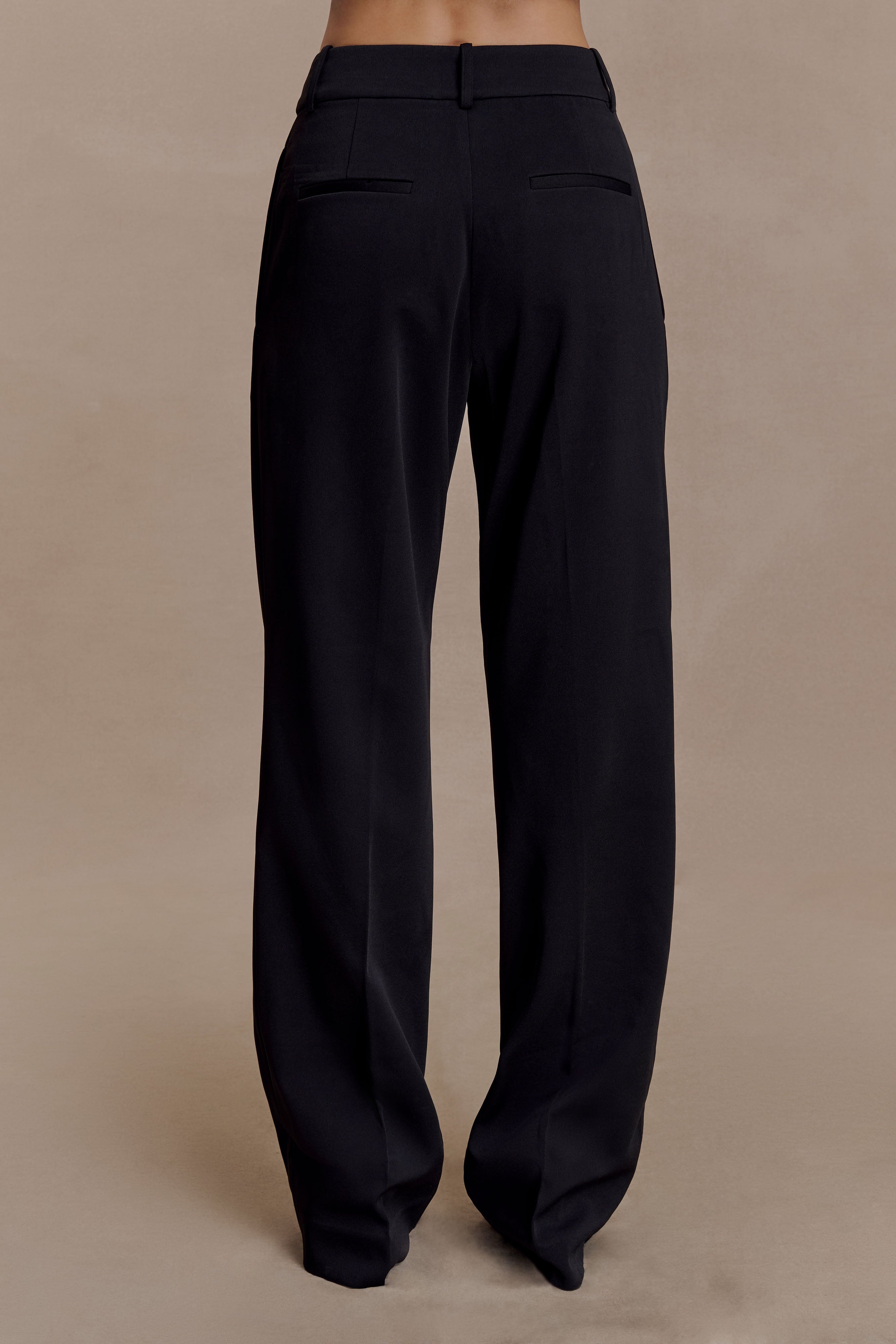 Fatima Satin Straight Leg Trouser - Black