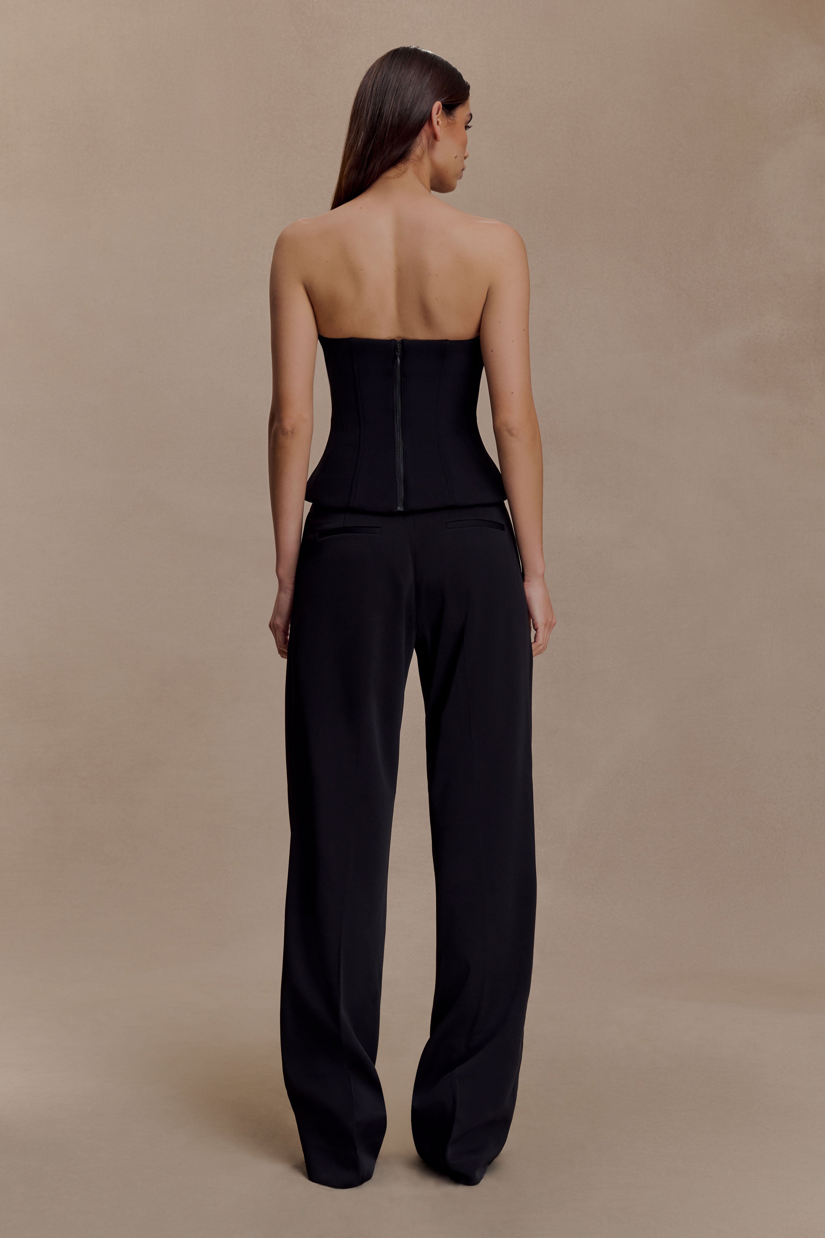 Fatima Satin Straight Leg Trouser - Black