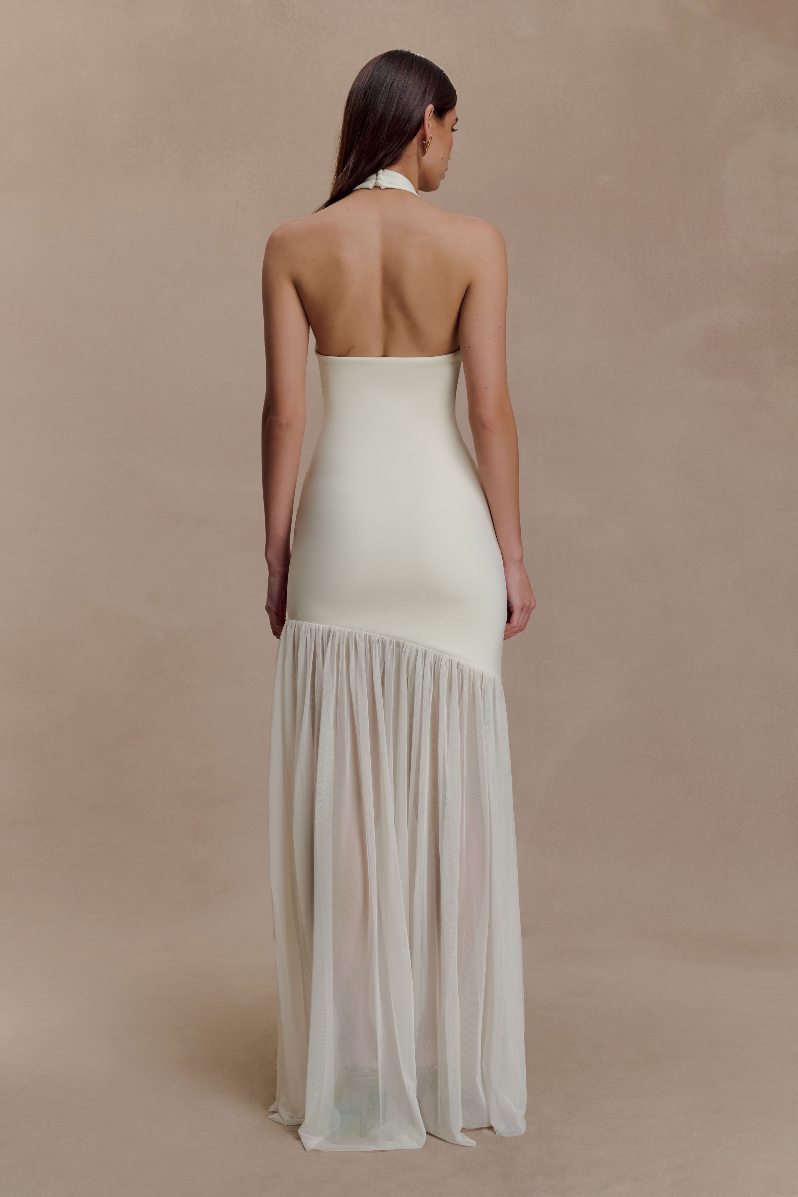 Aubree Crepe And Mesh Maxi Dress
